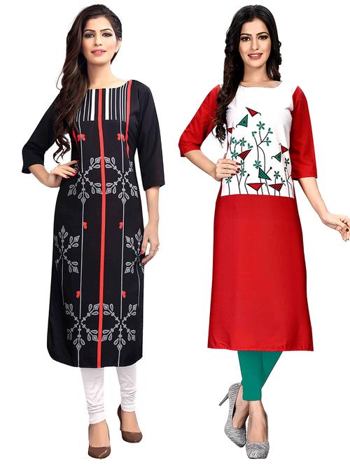 multi colored crepe combos kurta - 17678086 - Very Small Image - 1