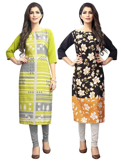 multi colored crepe combos kurta - 17678095 - Very Small Image - 1