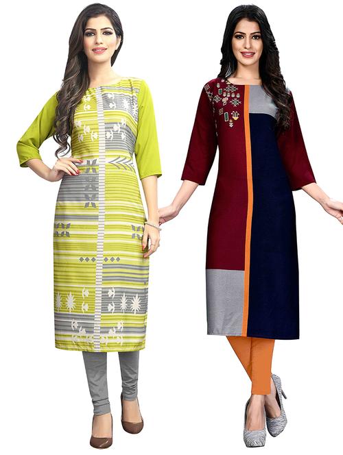 multi colored crepe combos kurta - 17678114 - Very Small Image - 1