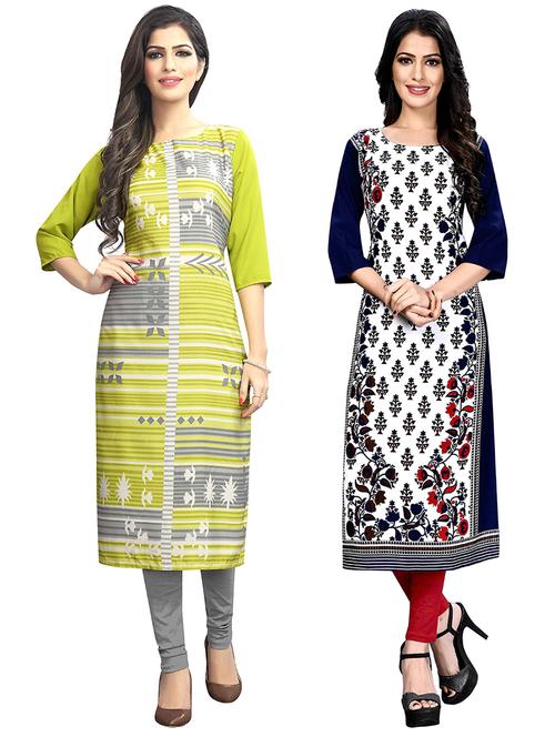 multi colored crepe combos kurta - 17678119 - Very Small Image - 1