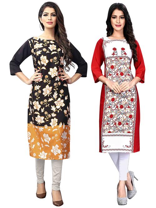 multi colored crepe combos kurta - 17678134 - Very Small Image - 1