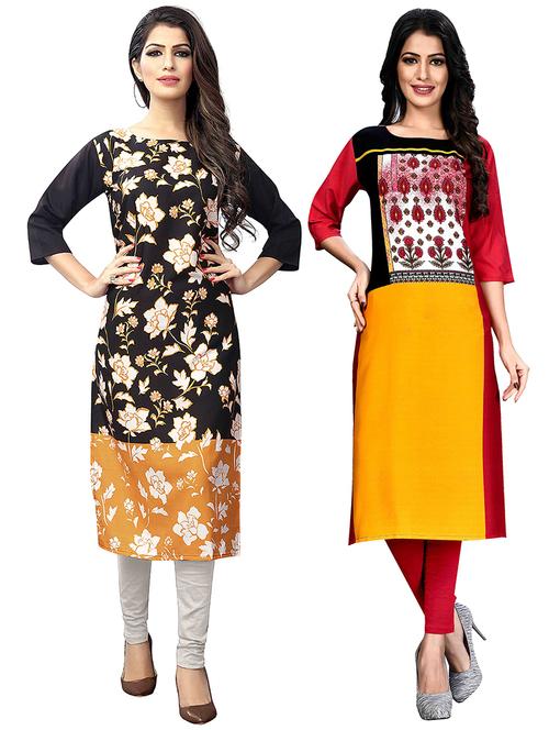 multi colored crepe combos kurta - 17678140 - Very Small Image - 1