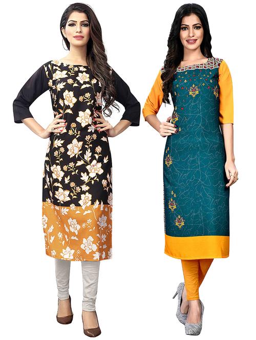 multi colored crepe combos kurta - 17678141 - Very Small Image - 1