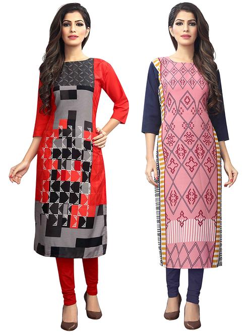 multi colored crepe combos kurta - 17678147 - Very Small Image - 1