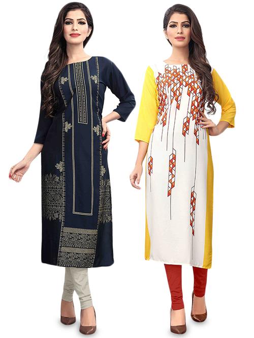 multi colored crepe combos kurta - 17678164 - Very Small Image - 1