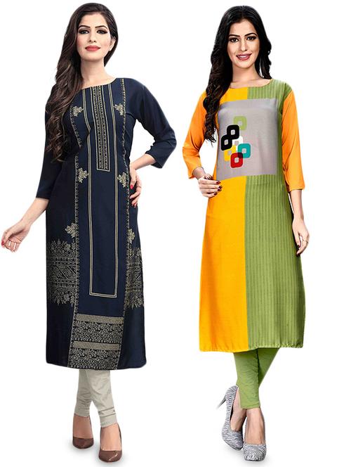 multi colored crepe combos kurta - 17678170 - Very Small Image - 1