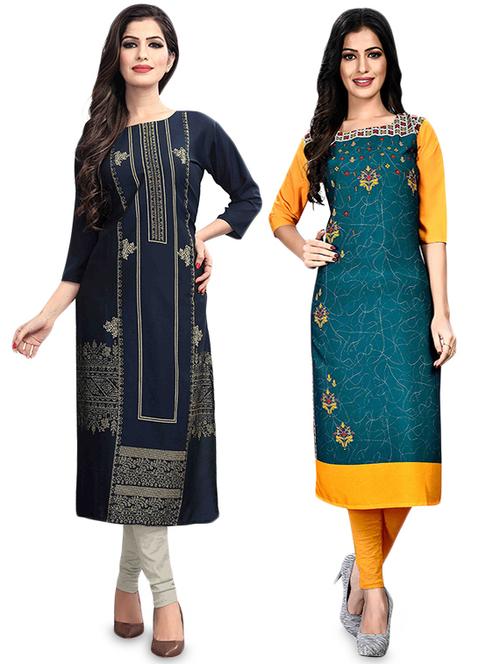multi colored crepe combos kurta - 17678179 - Very Small Image - 1