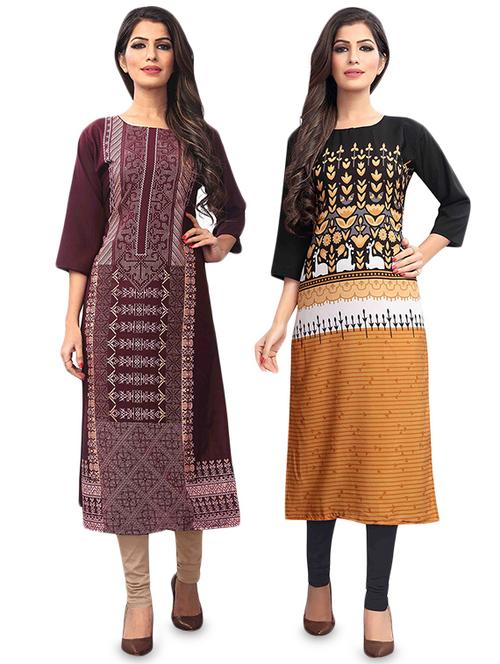 multi colored crepe combos kurta - 17678182 - Very Small Image - 1