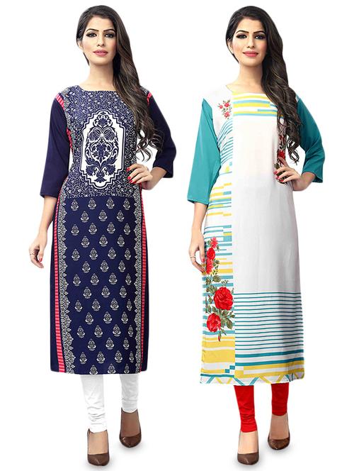 multi colored crepe combos kurta - 17678201 - Very Small Image - 1