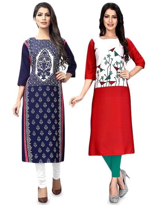 multi colored crepe combos kurta - 17678209 - Very Small Image - 1