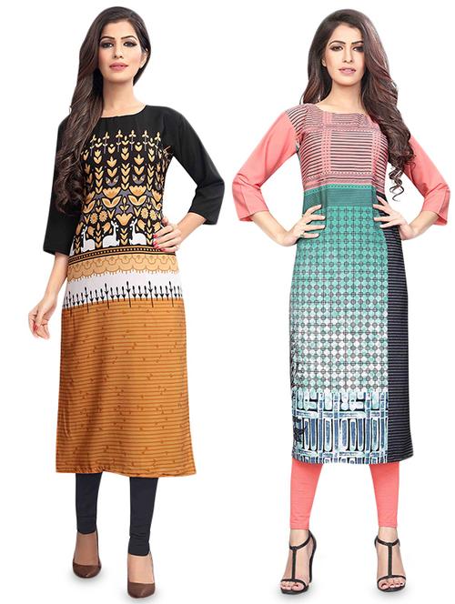 multi colored crepe combos kurta - 17678251 - Very Small Image - 1