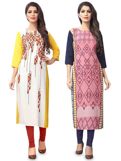 multi colored crepe combos kurta - 17678265 - Very Small Image - 1