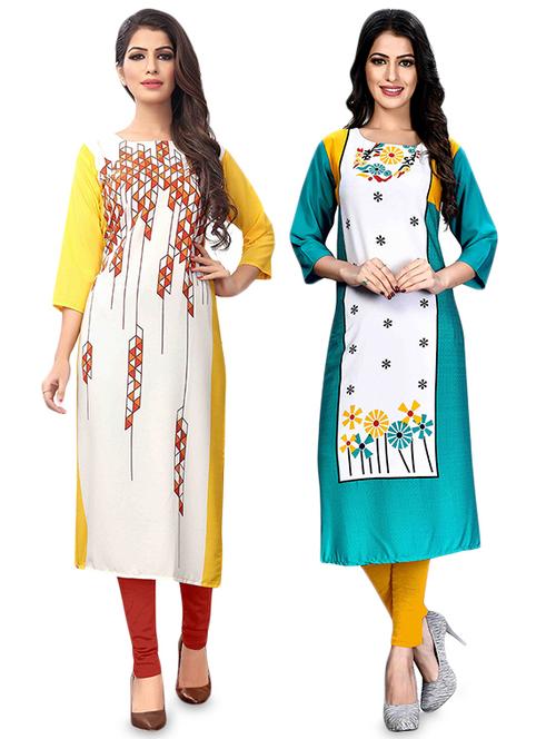 multi colored crepe combos kurta - 17678269 - Very Small Image - 1