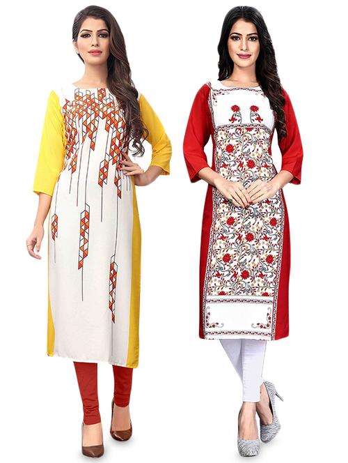 multi colored crepe combos kurta - 17678272 - Very Small Image - 1