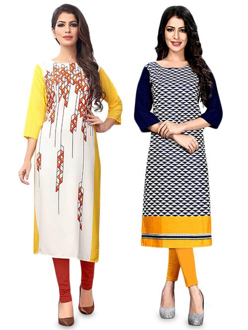 multi colored crepe combos kurta - 17678276 - Very Small Image - 1