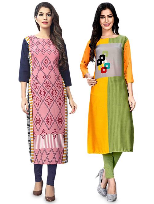 multi colored crepe combos kurta - 17678282 - Very Small Image - 1