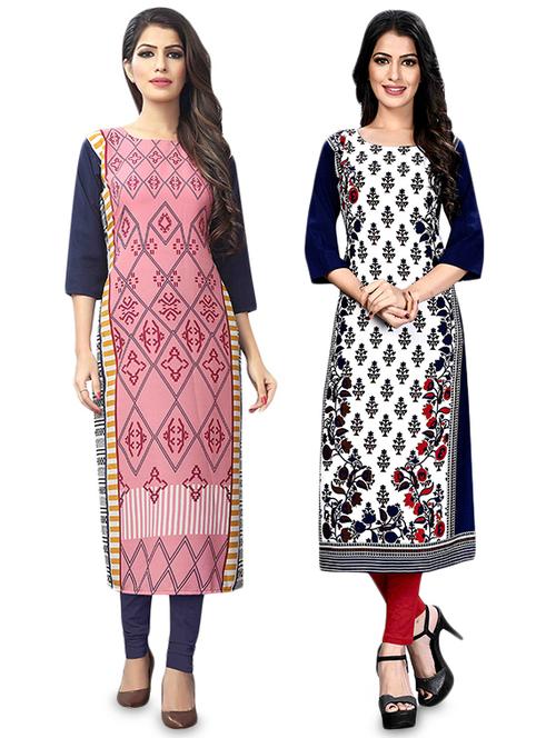 multi colored crepe combos kurta - 17678289 - Very Small Image - 1