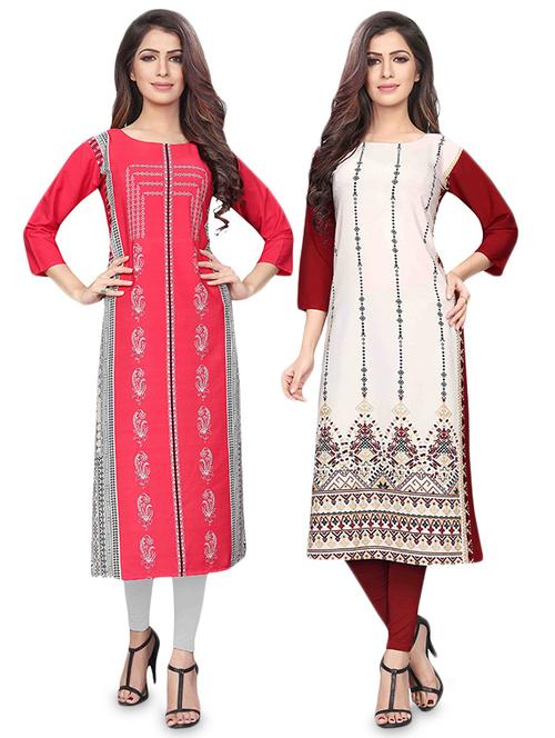 multi colored crepe combos kurta - 17678291 - Very Small Image - 1