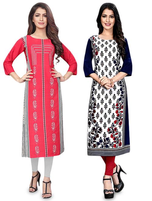 multi colored crepe combos kurta - 17678299 - Very Small Image - 1