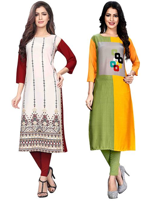 multi colored crepe combos kurta - 17678315 - Very Small Image - 1