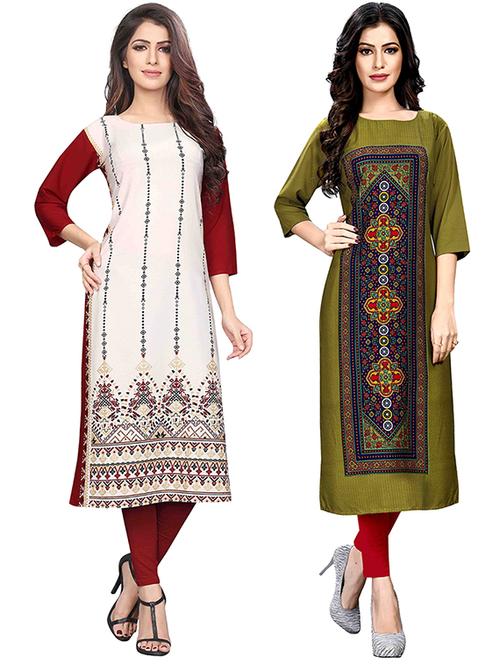 multi colored crepe combos kurta - 17678317 - Very Small Image - 1
