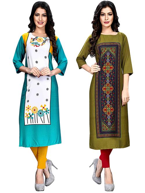 multi colored crepe combos kurta - 17678327 - Very Small Image - 1