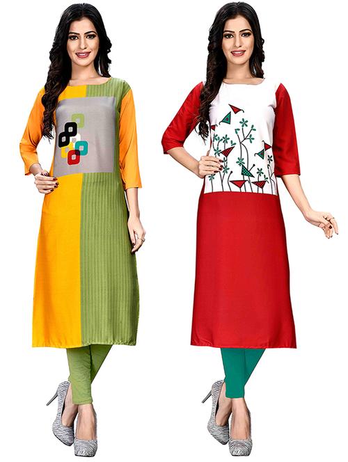 multi colored crepe combos kurta - 17678333 - Very Small Image - 1
