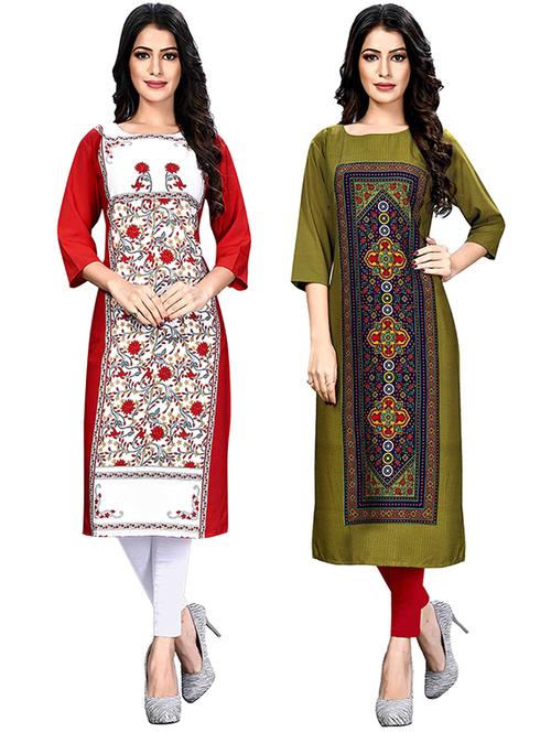multi colored crepe combos kurta - 17678348 - Very Small Image - 1