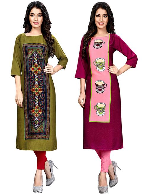 multi colored crepe combos kurta - 17678355 - Very Small Image - 1