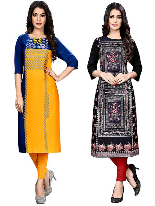 multi colored crepe combos kurta - 17678371 - Very Small Image - 1