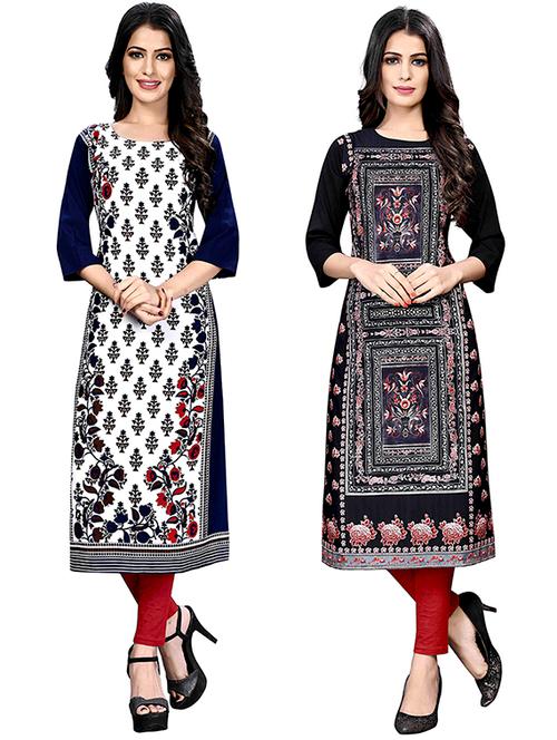 multi colored crepe combos kurta - 17678408 - Very Small Image - 1