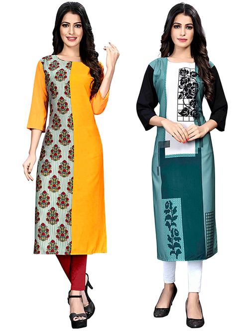 multi colored crepe combos kurta - 17678419 - Very Small Image - 1