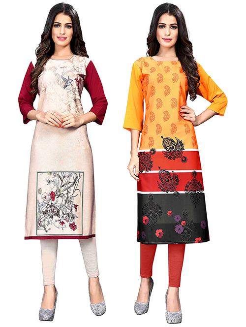 multi colored crepe combos kurta - 17678436 - Very Small Image - 1
