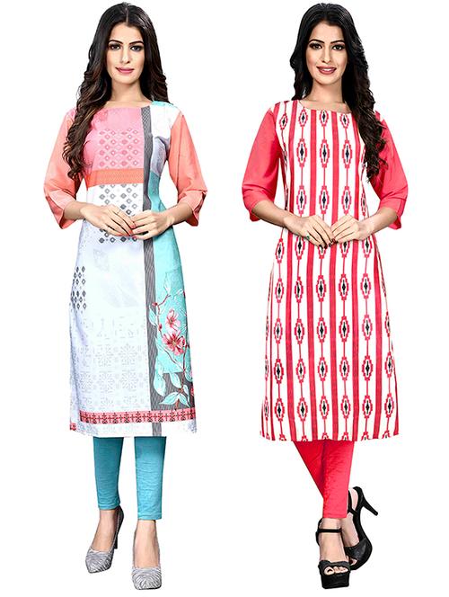 multi colored crepe combos kurta - 17678452 - Very Small Image - 1