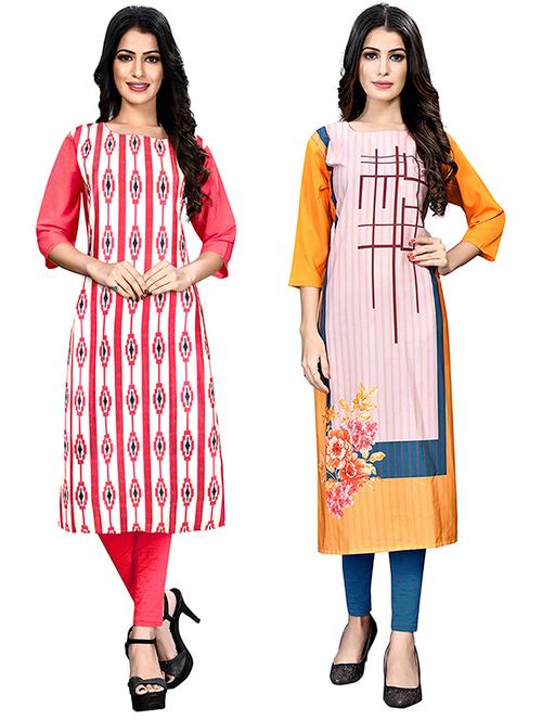 multi colored crepe combos kurta - 17678458 - Very Small Image - 1