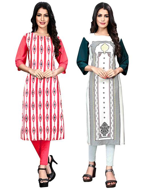 multi colored crepe combos kurta - 17678459 - Very Small Image - 1