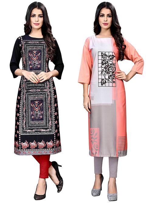 multi colored crepe combos kurta - 17678461 - Very Small Image - 1