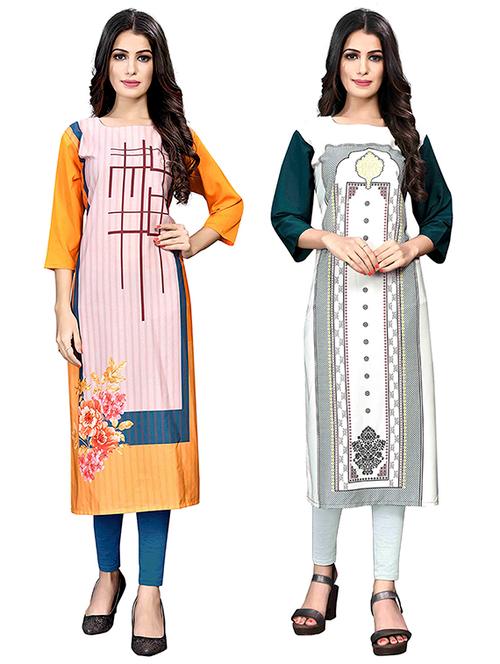 multi colored crepe combos kurta - 17678467 - Very Small Image - 1