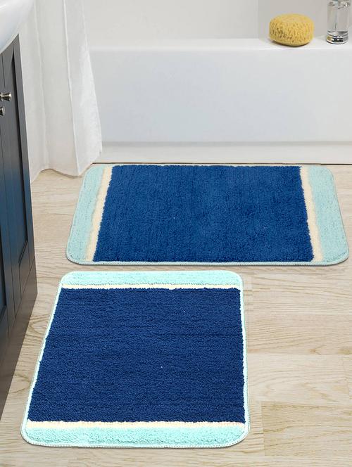 saral home blue soft microfiber anti-skid bathmat - (set of 2, 40x60 cms) - 17678516 - Very Small Image - 1