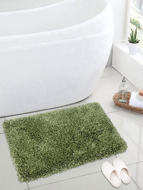 saral home green soft shaggy bathmat (50x80 cm) - 17678523 - Very Small Image - 1