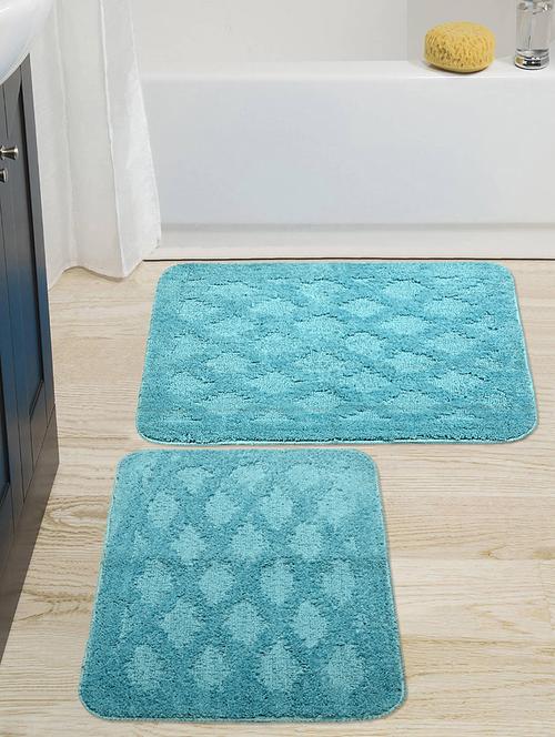 saral home soft microfiber anti-skid bath mat pack of 2 (turq, 45x75, 43x60 cm) - 17678529 - Very Small Image - 1