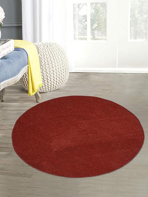 saral home pp-yarn round shaped multiuse mat (90 cm round, maroon) - 17678533 - Very Small Image - 1
