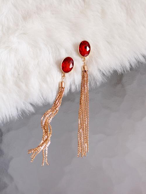 red metal drop earring - 17678606 - Very Small Image - 1