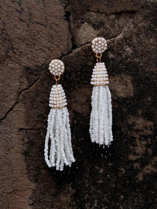 white metal drop earring - 17678633 - Very Small Image - 1