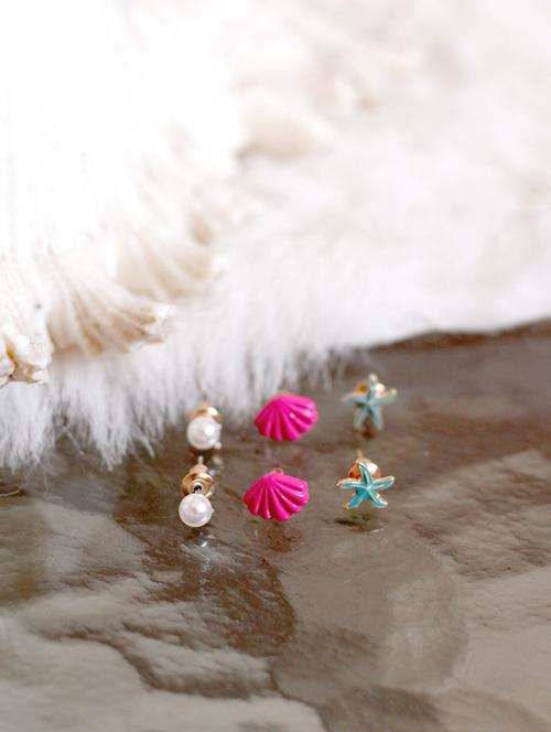 pink metal studs earring set of 3 - 17678657 - Very Small Image - 1