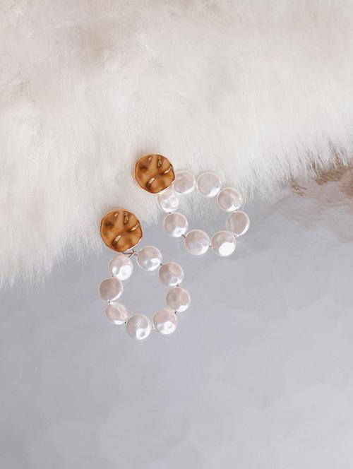 white metal drop earring - 17678738 - Very Small Image - 1