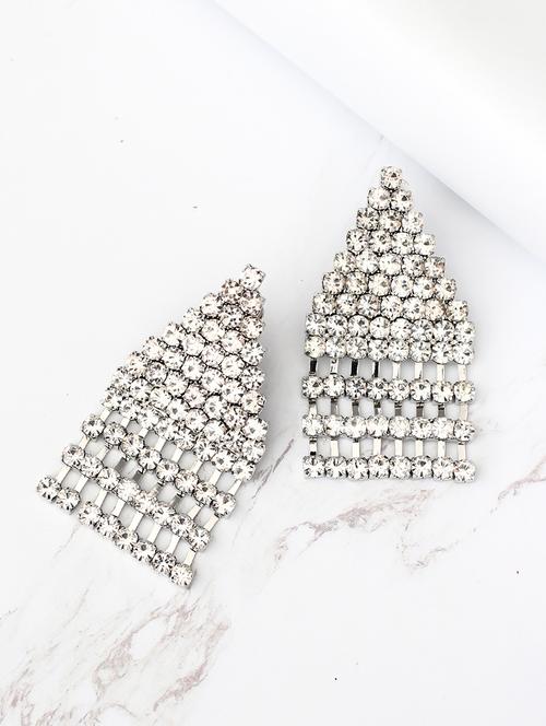 silver metal drop earring - 17678845 - Very Small Image - 1