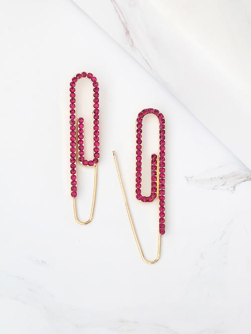 pink metal drop earring - 17678895 - Very Small Image - 1