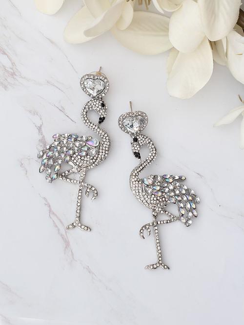 silver metal drop earring - 17678913 - Very Small Image - 1