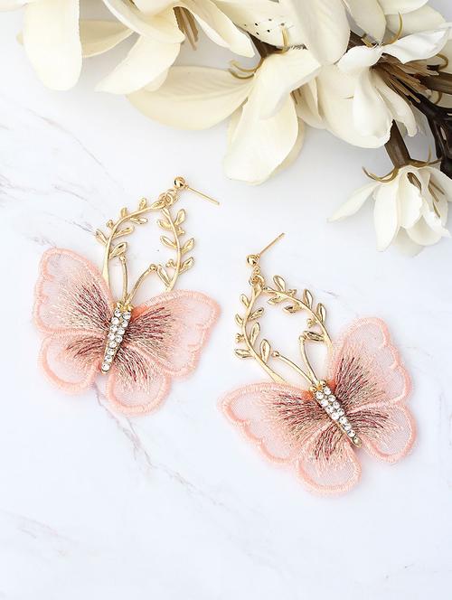 pink metal drop earring - 17678919 - Very Small Image - 1
